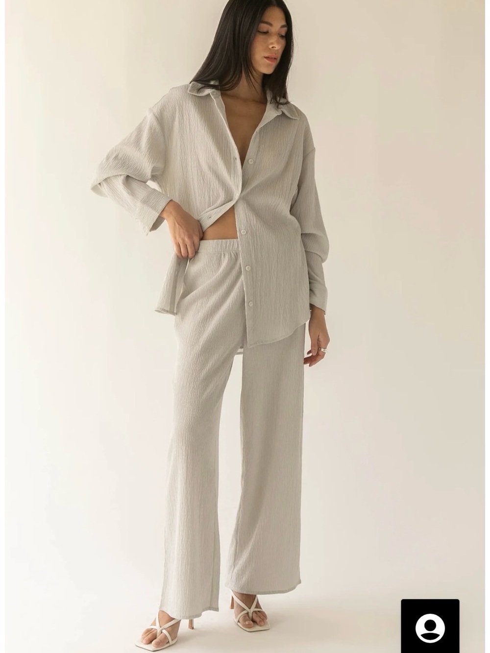 OAK + FORT Light Gray Wide-Leg Lounge Pants